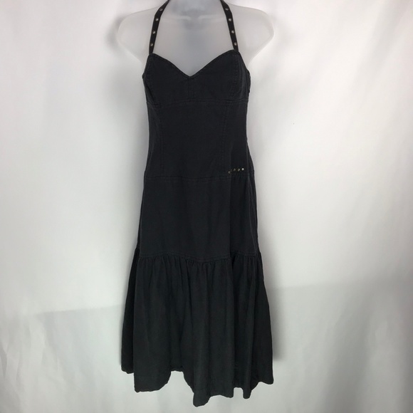 Free People Black Linen Halter Dress - Picture 1 of 7